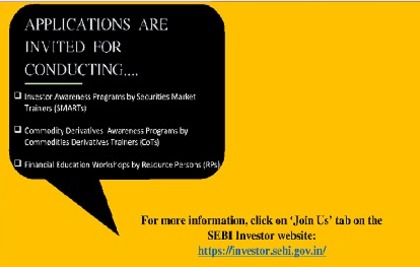 Invitation for applications for On tap empanelment of Securities Markets Trainers, Commodities Derivatives Trainers and Resource Persons